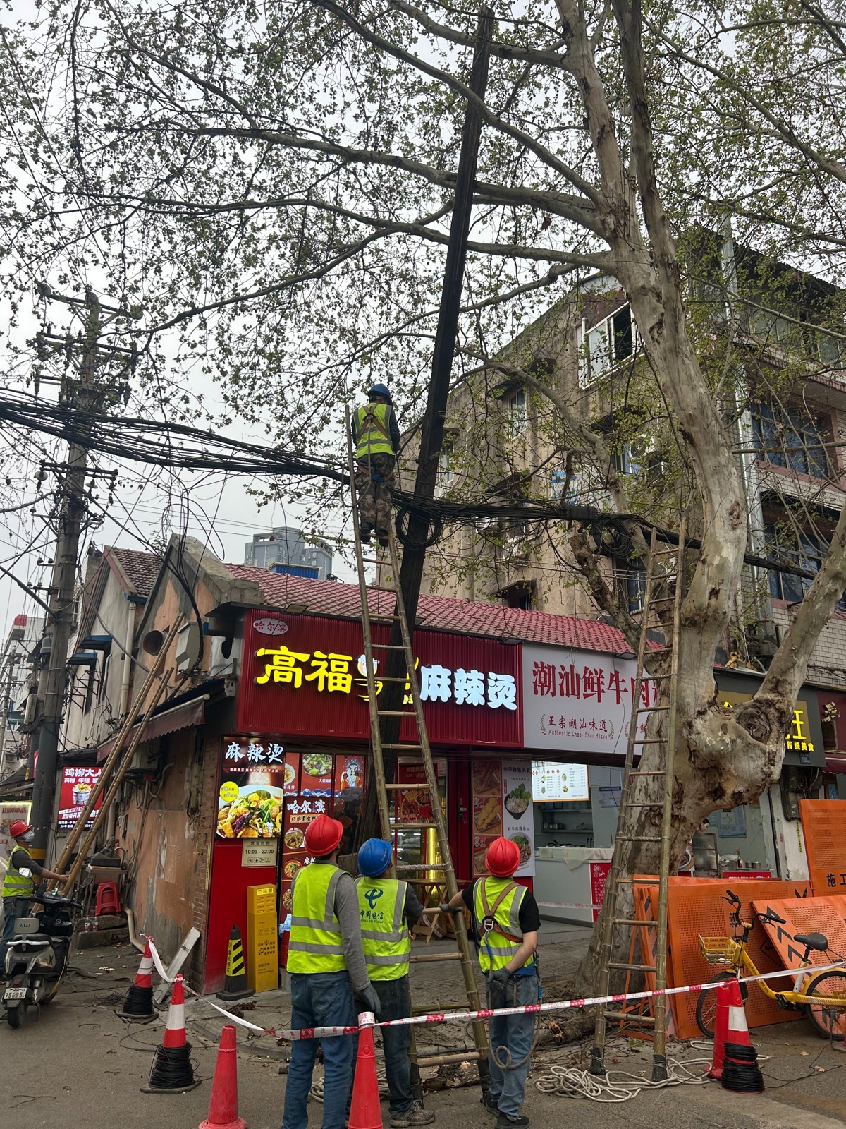 施工人员将倾斜电杆安全拆除 (2).jpg