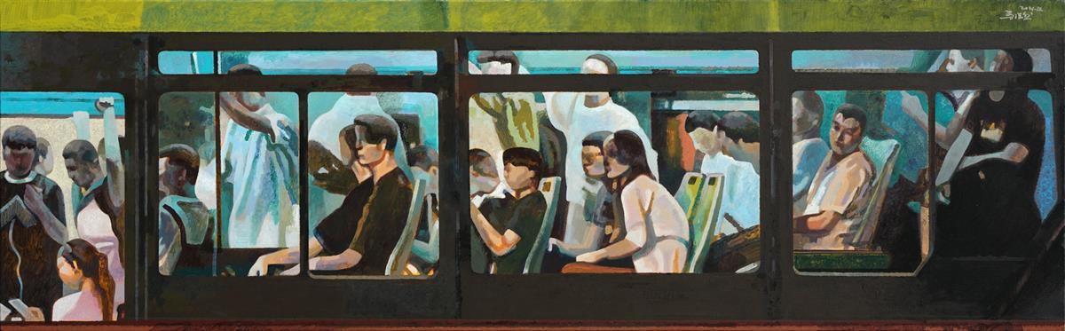 013马浩然《墨绿的夜》布面丙烯 40cm×130cm 2021.JPG