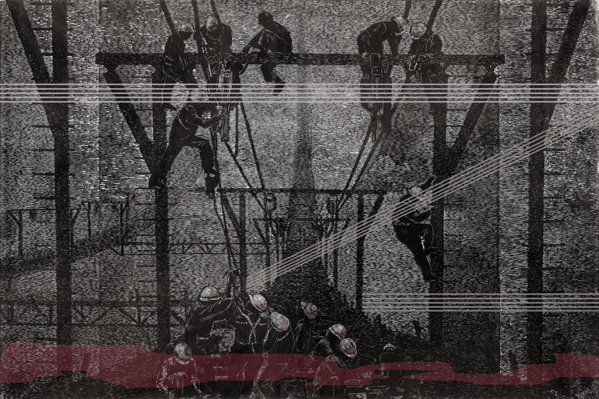 035李楠《建设中的杨泗港大桥》版画 80cm×120cm 2021.jpg