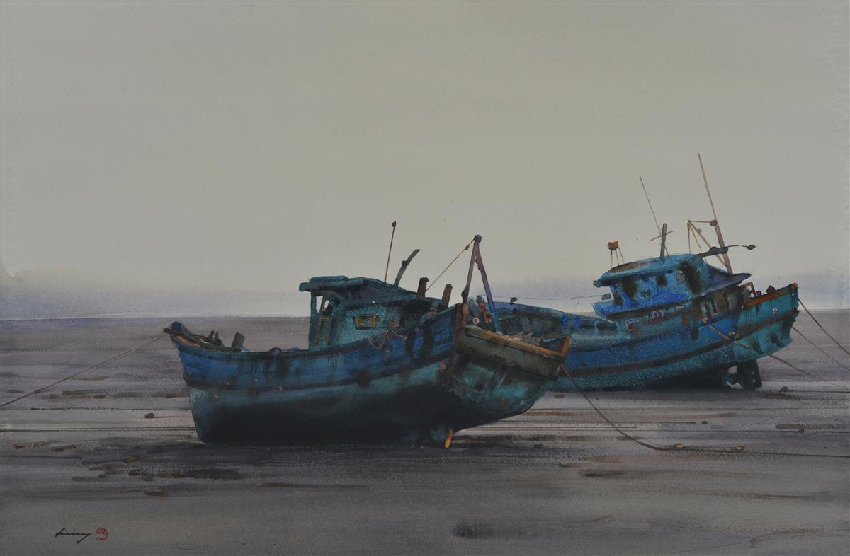 兄弟 74x49cm  2019年 纸本水彩.JPG