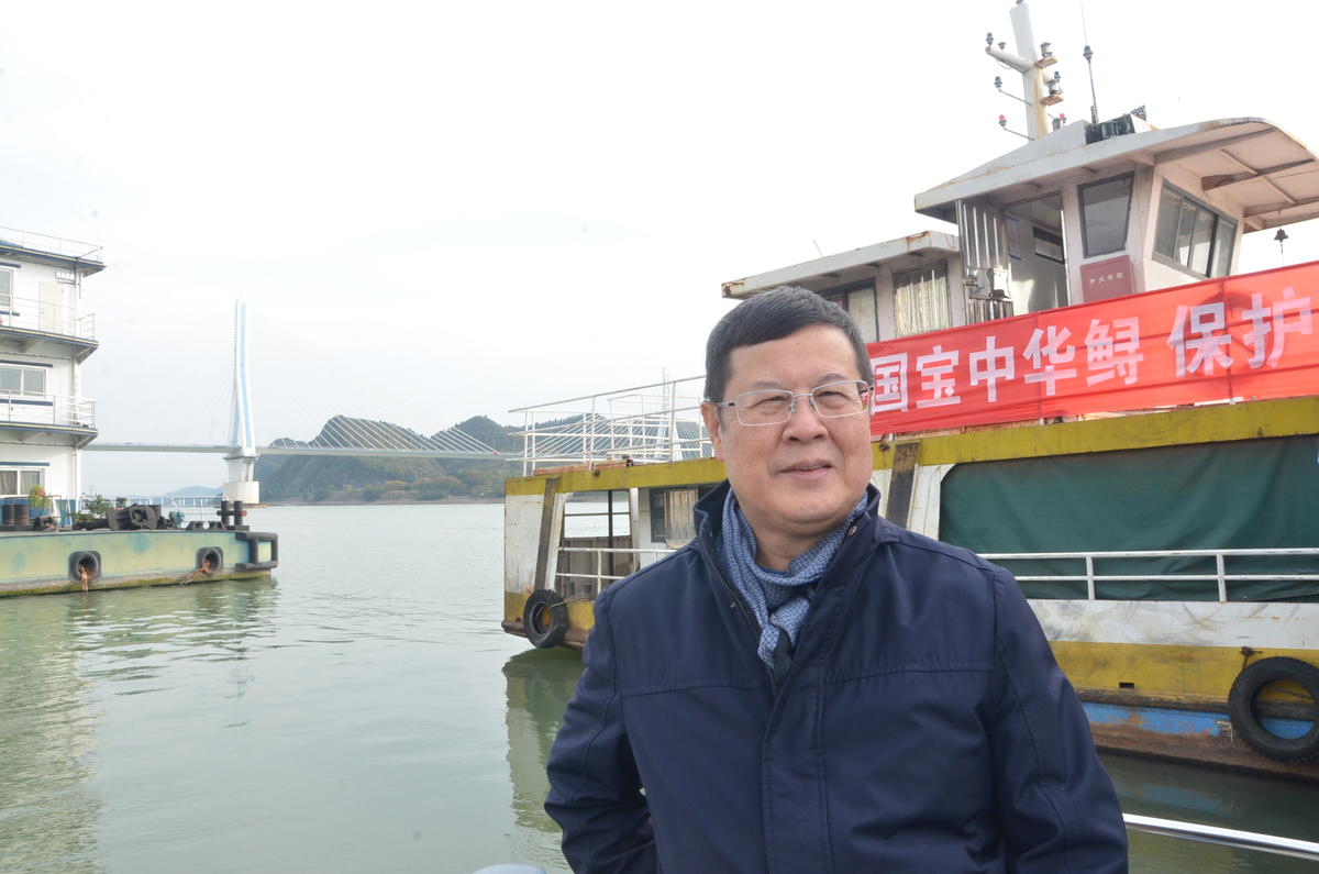 2021年，危起伟在湖北宜昌指导长江中华鲟产卵场科考