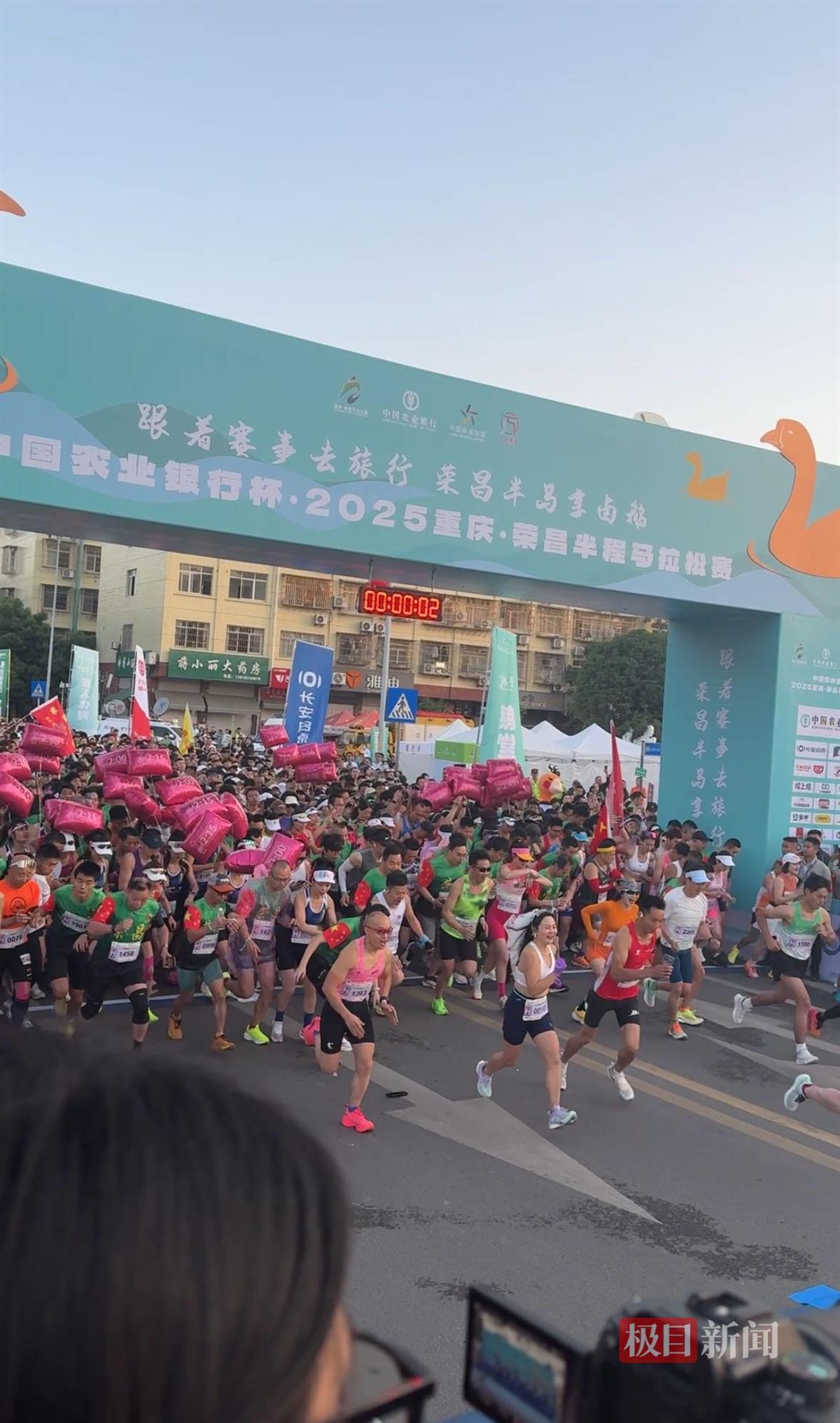 “卤鹅哥”来荣昌半程马拉松现场投喂，有选手抱鹅参赛，奖品也是卤鹅