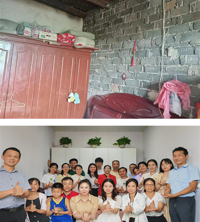 家访老师们带着自己的孩子一起合影