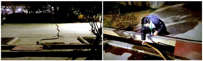 黄冈执法人员对排水现场取样监测