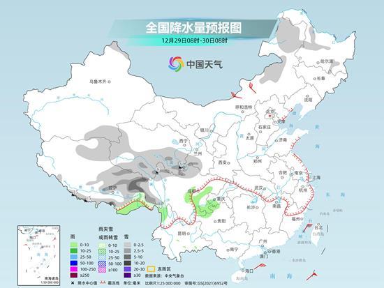 全国大部在升温中迎接2025年，西藏青海等地有明显降雪