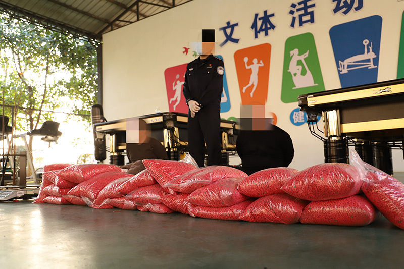 此次缴获的毒品、抓获的犯罪嫌疑人。（德宏边境管理支队 供图）