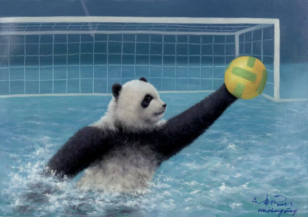 “运动熊猫”艺术画作献礼大运会