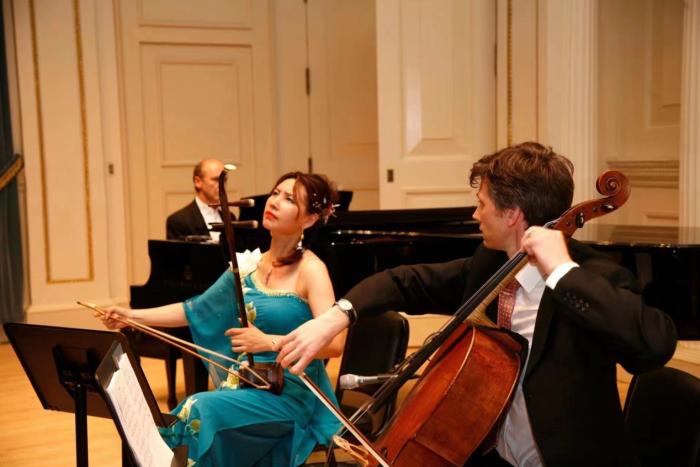 马晓辉在美国纽约卡内基音乐厅举办专场音乐会。(受访者供图/《中国新闻》报 发)