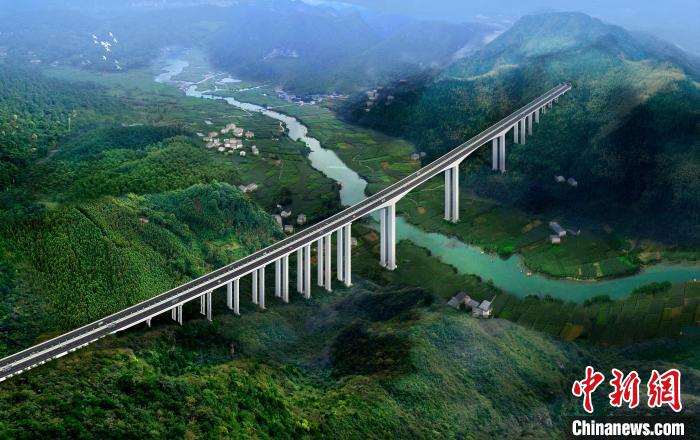 图为垫丰武高速渠溪河特大桥效果图。　重庆高速公路集团有限公司供图
