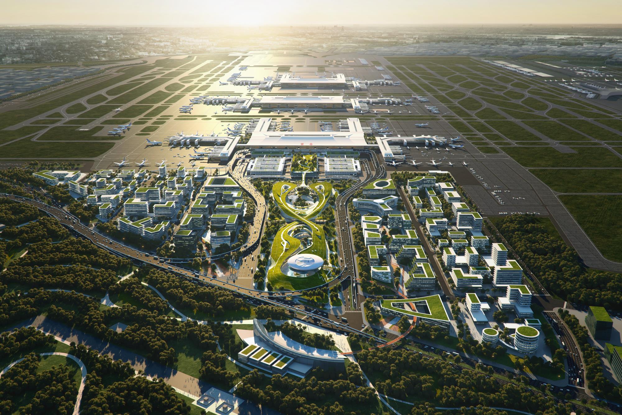 空港新城T5站前商务区项目地下环路主体封顶 | 极目新闻