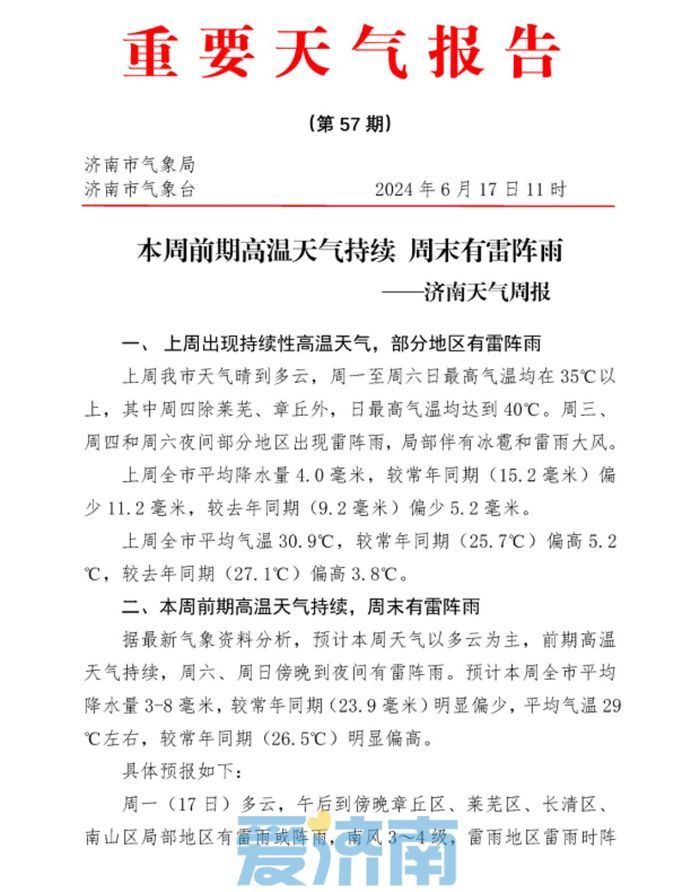 高温又杀“回马枪”！本周济南气温再冲40℃+，还有多场雨……
