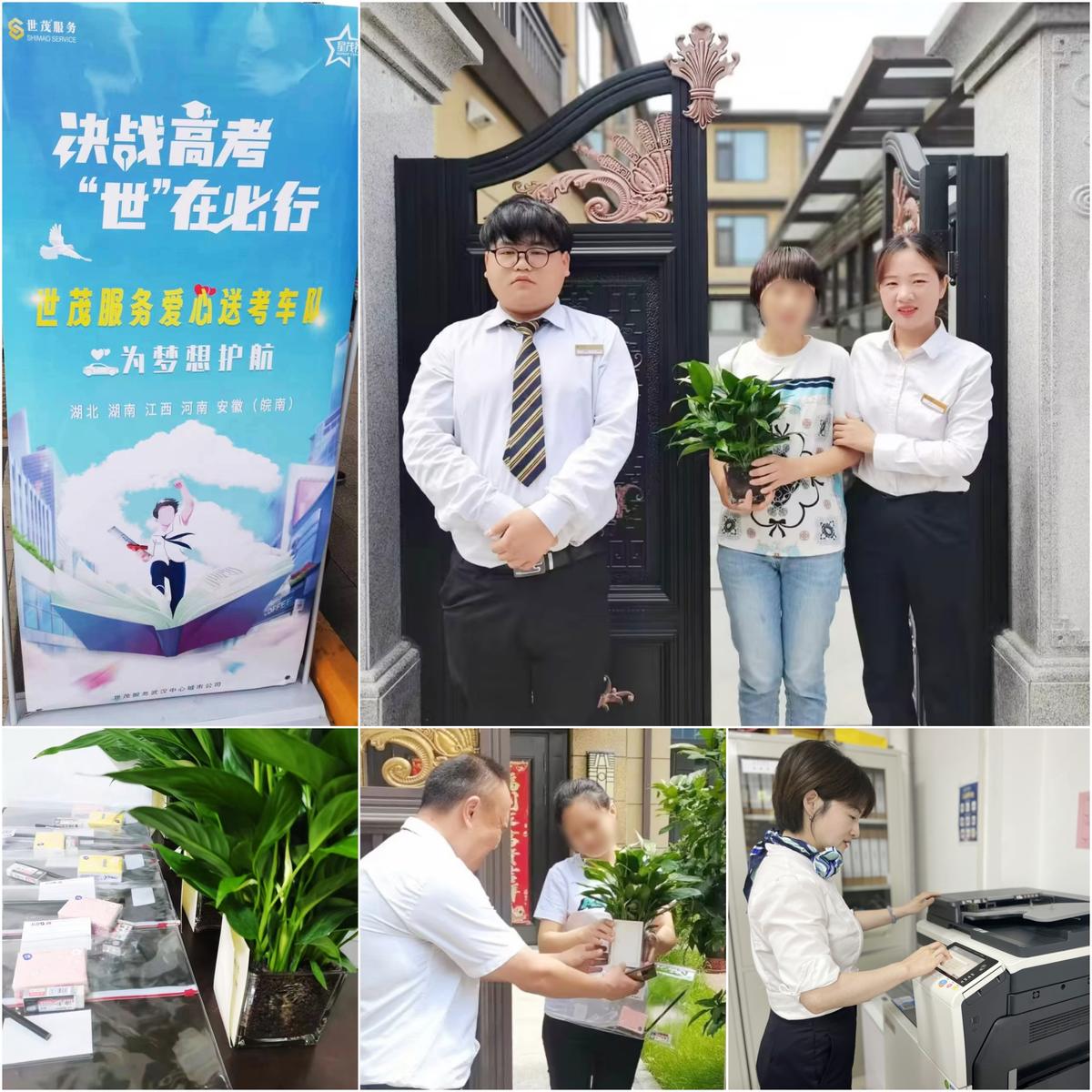 世茂服务为考生赠送文具绿植，打印复印资料等服务