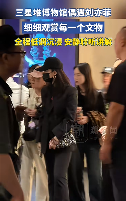 网友在三星堆博物馆偶遇刘亦菲，安静聆听讲解，全程低调沉浸
