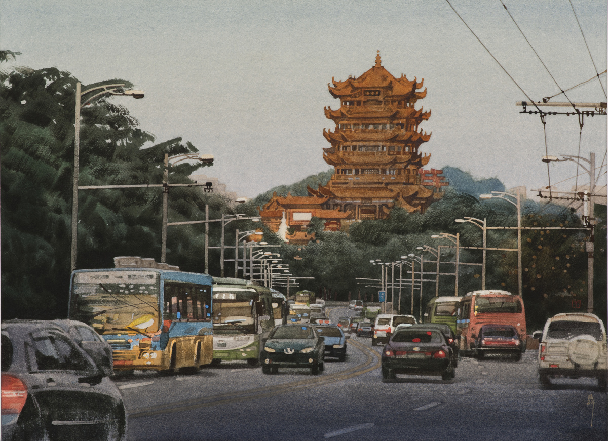 刘寿祥 《黄鹤楼雄姿》纸本水彩 73cm×53cm 2009年 武汉美术馆藏.jpg