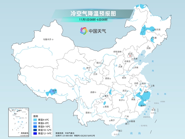 降温区域向南推进 南京上海杭州等地明晨气温将创今年立秋来新低