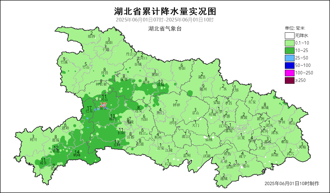 湖北省3H降水分布图(2025年06月01日10时).jpg