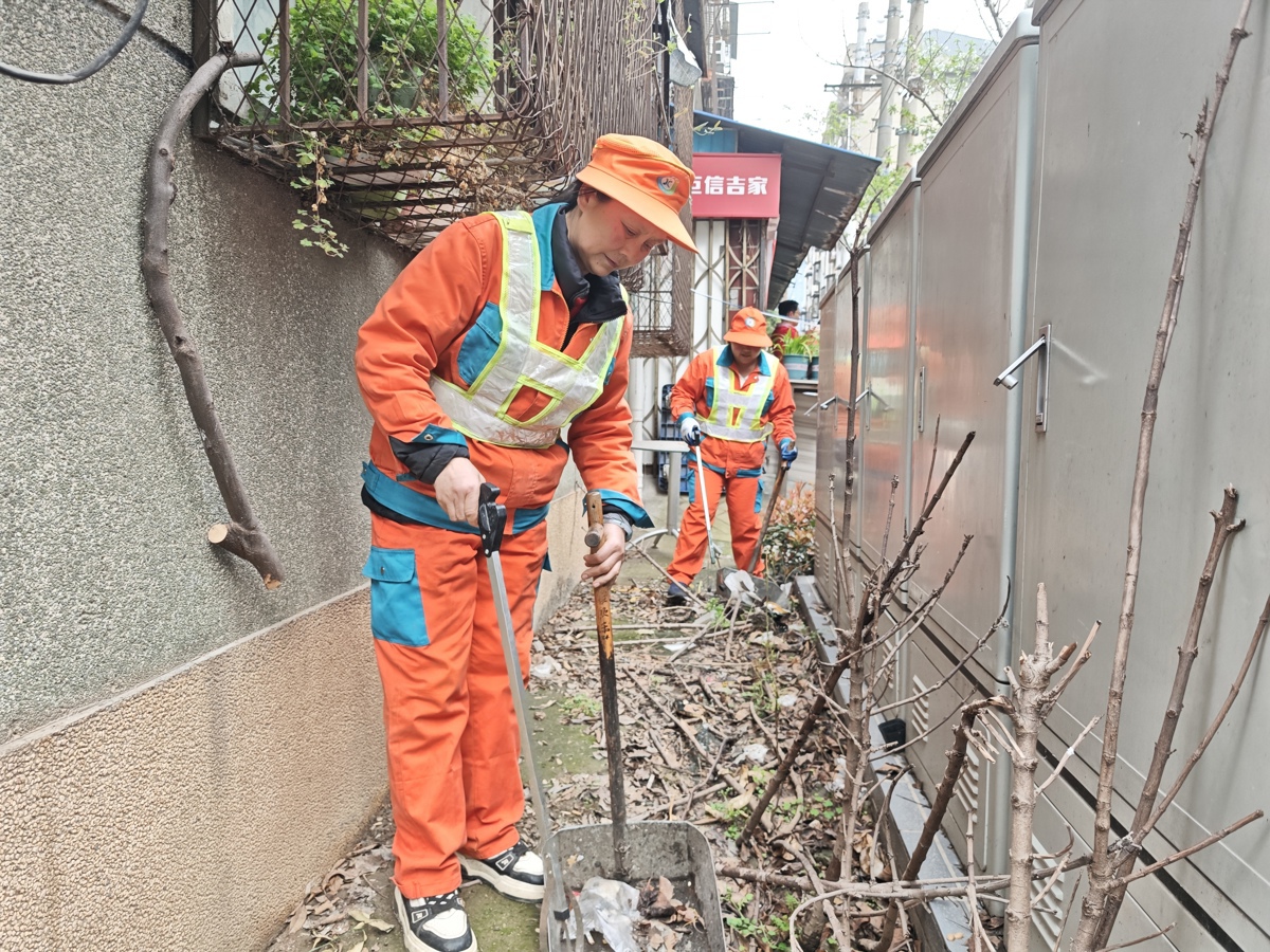 王自宁带着徒弟何沙沙深入背街小巷，一路发现盲区、清理杂物 (5).jpg