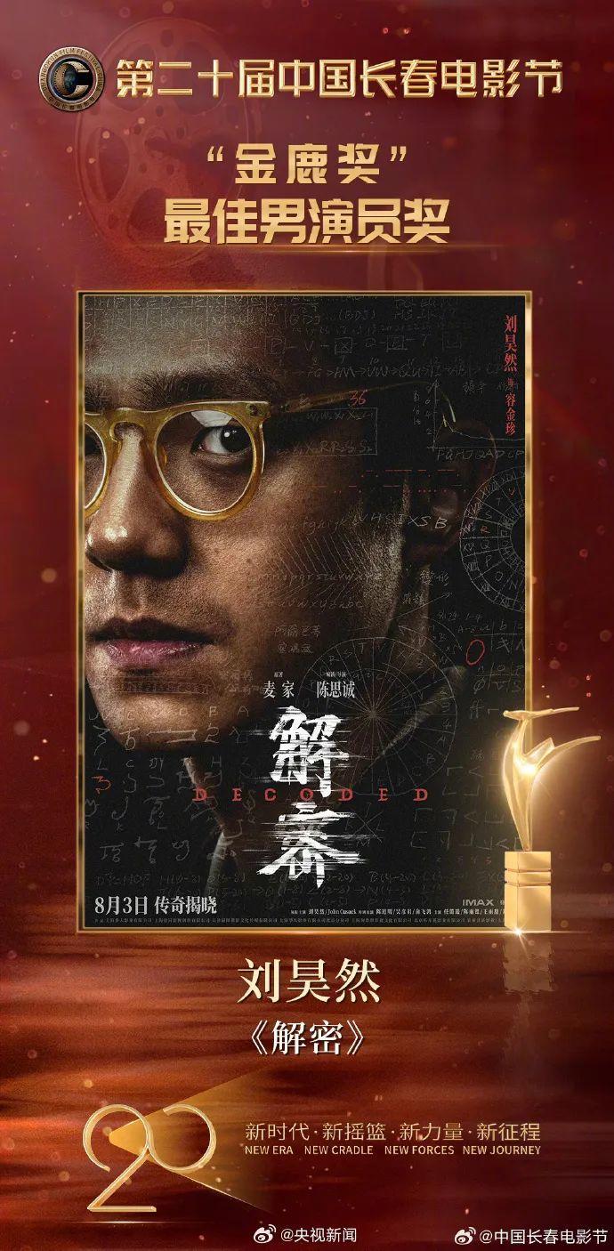 击败葛优、刘烨、易烊千玺，27岁刘昊然获金鹿奖影帝，林晓杰获影后