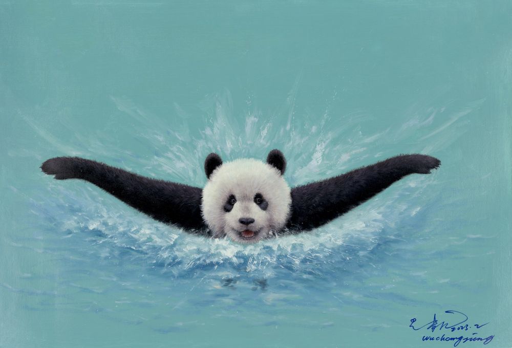 “运动熊猫”艺术画作献礼大运会