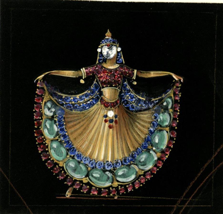 印度舞伶胸针设计图，约1950年.jpg
