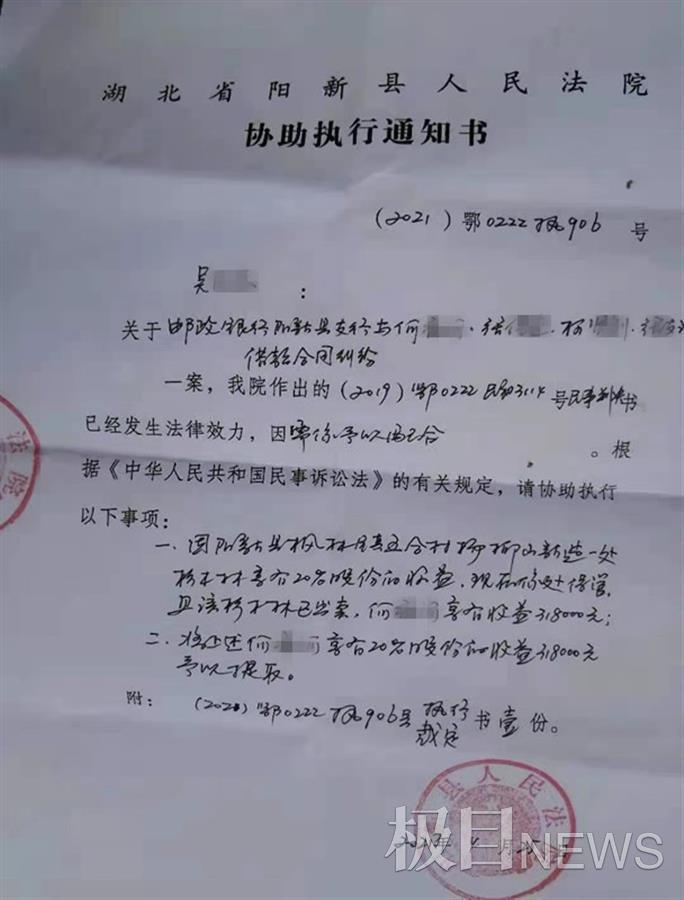 法院协助执行通知书在强制执行前,极目新闻记者曾介入该案.