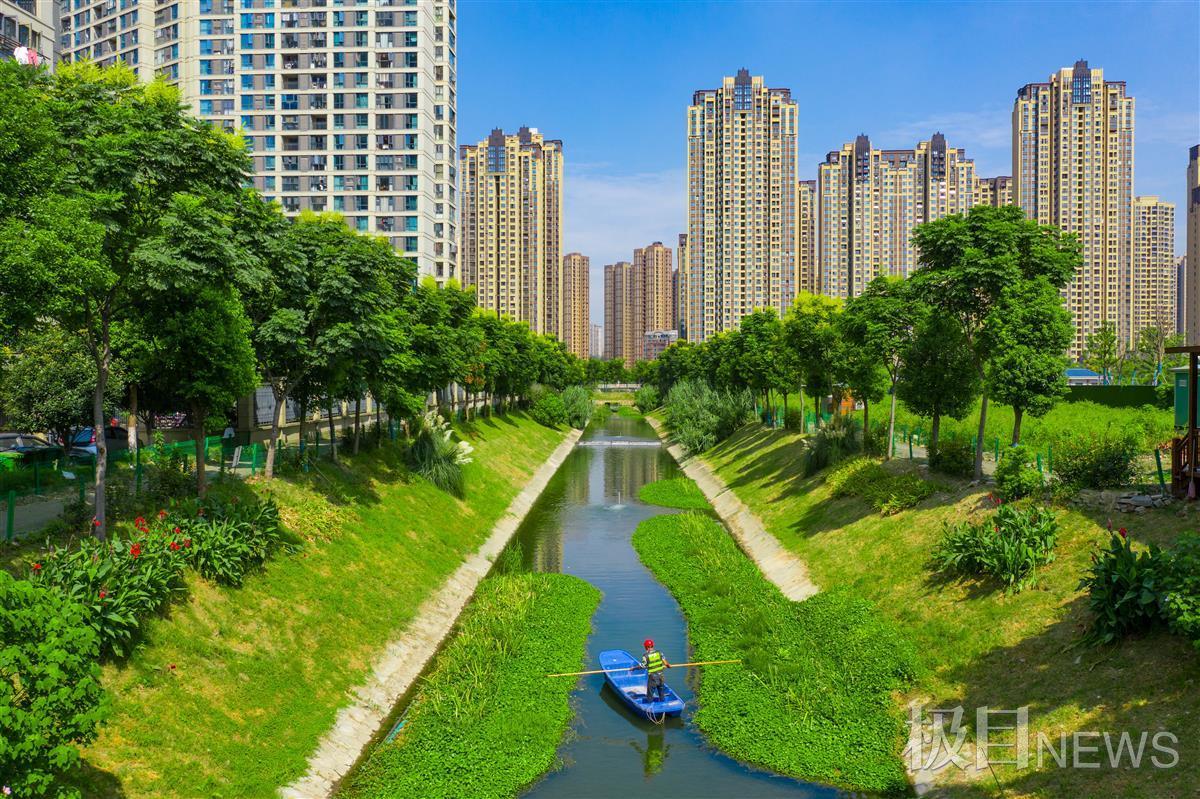 形似碧绸水泛微波武汉塔子湖明渠水清岸绿