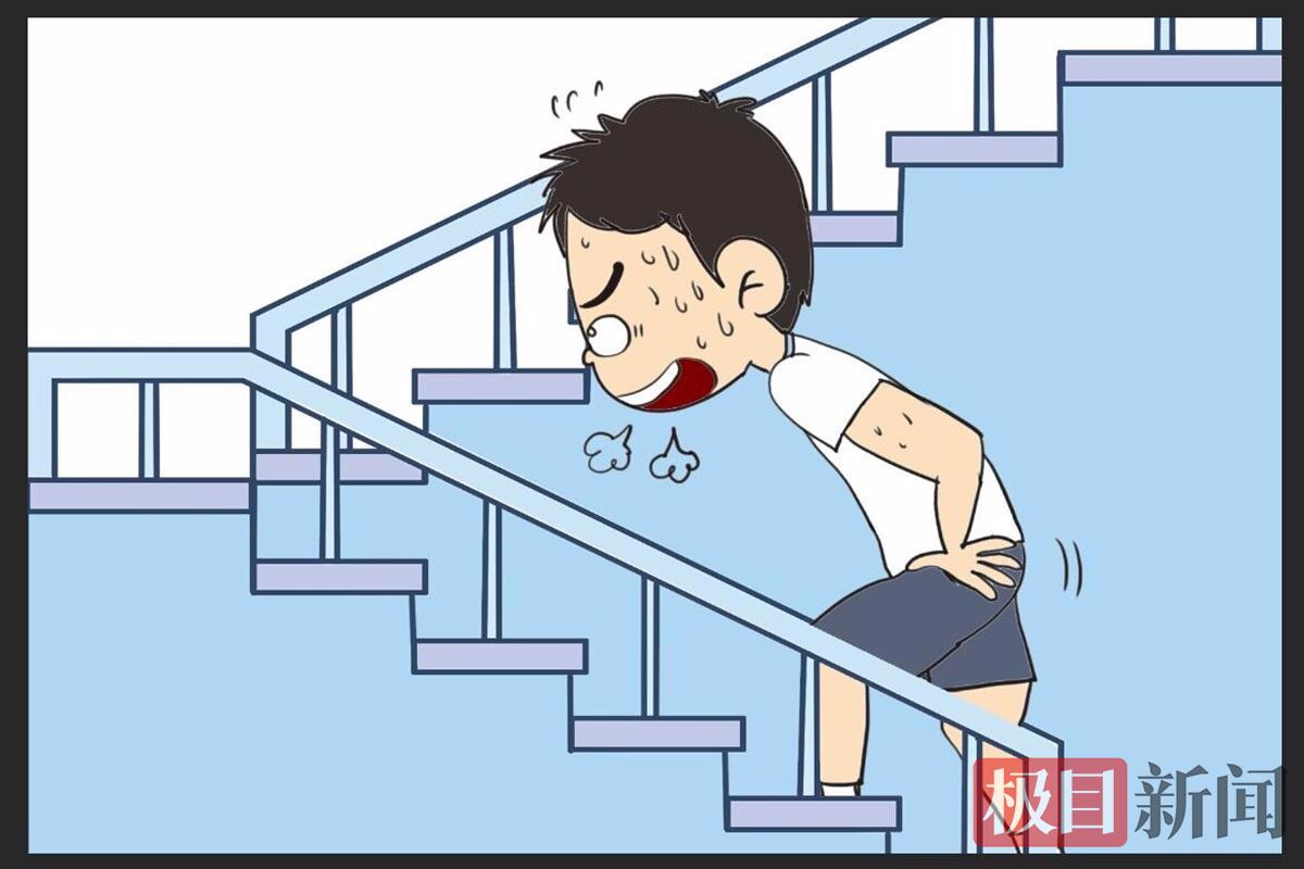 爬楼梯累的图片漫画图片