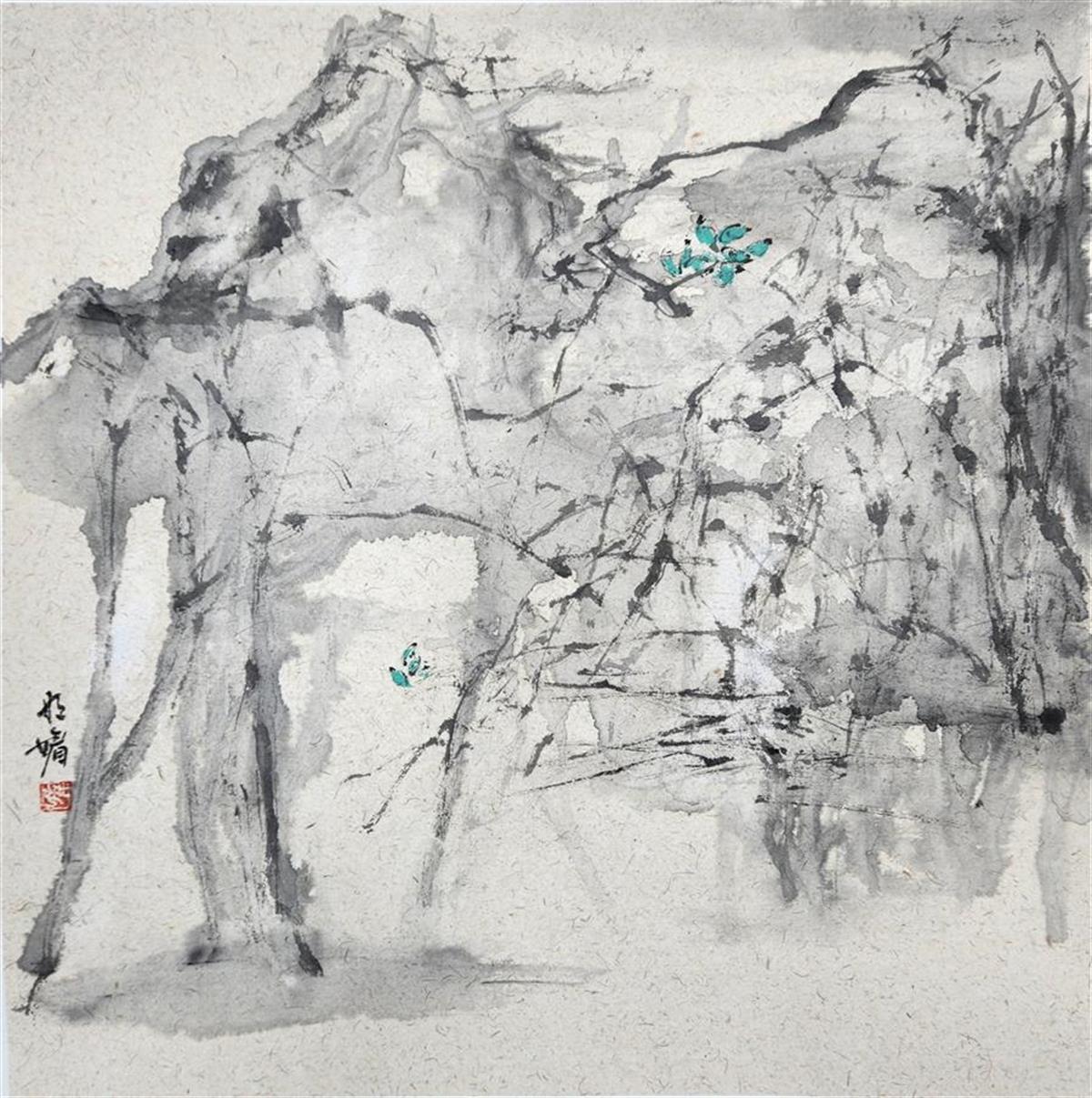 明媚，作品名称《汀畔空濛》，45cm乘以45cm   2024年.jpg