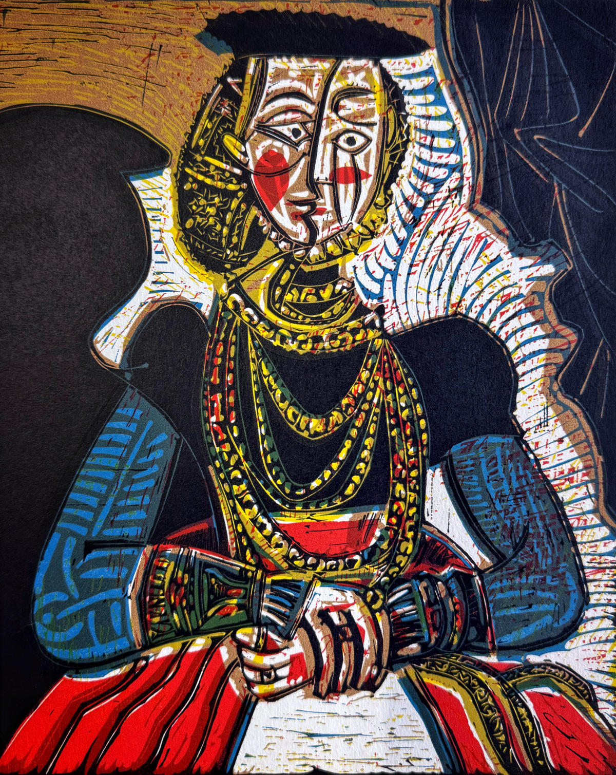 7《女士肖像——致敬小克拉纳赫》毕加索绘制（1958年）印制（1962年）25×18cm 胶麻版画.jpg