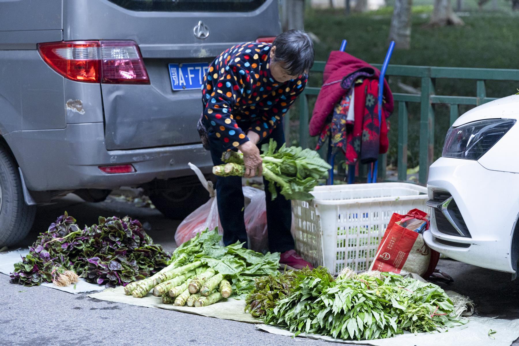 武昌区武泰闸，菜农雷前香在街边卖菜，.png