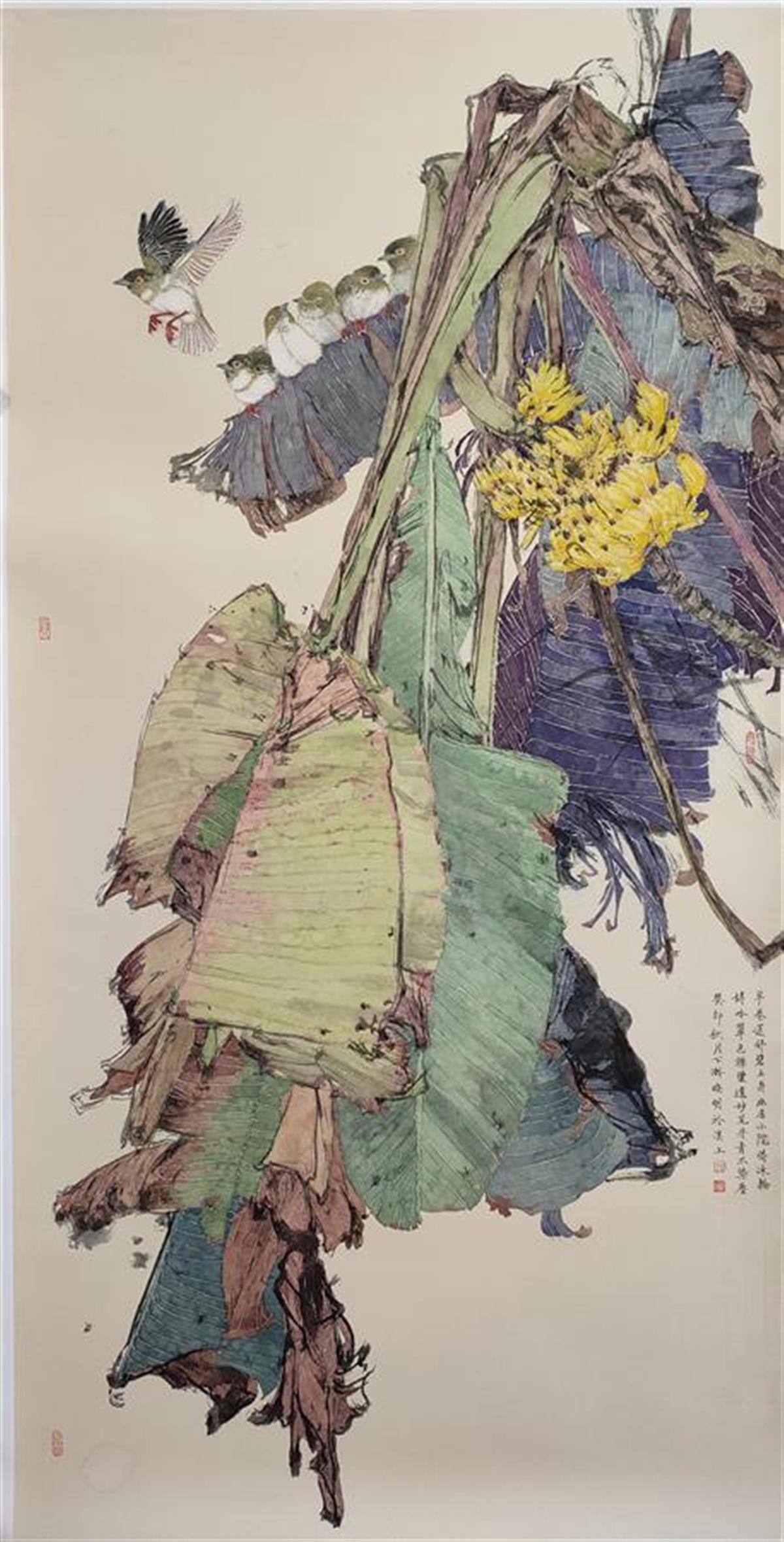 马晓明　蕉影鸟啼梦　１３５ｘ６５　２０２４年.jpg