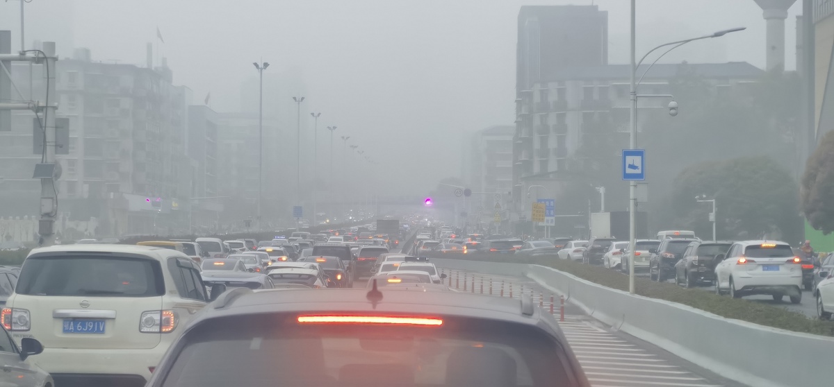 珞狮北路大雾弥漫，车行更缓慢.jpg