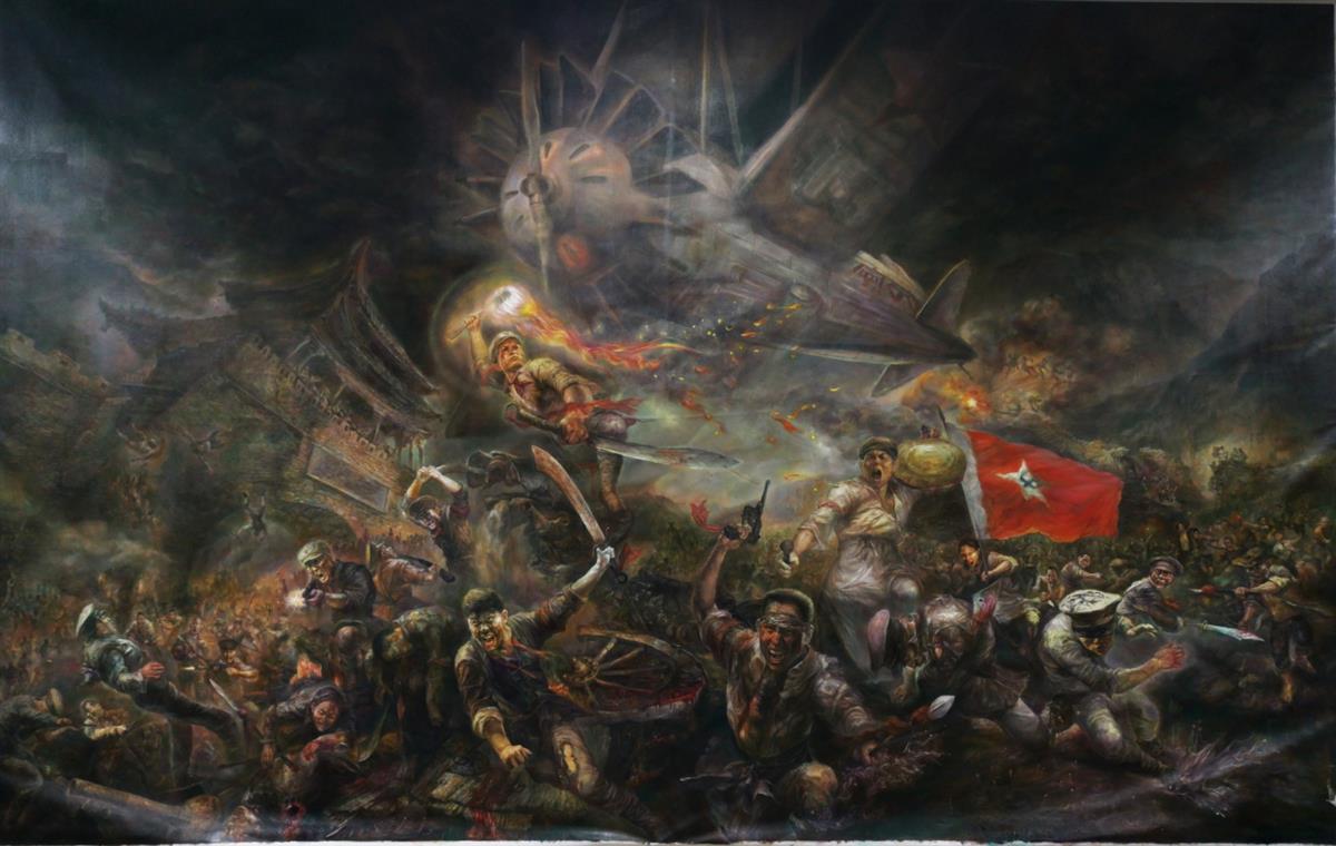 创作构思:通过深入研究历史,为描绘"黄麻起义"的铁血历史,创作开始