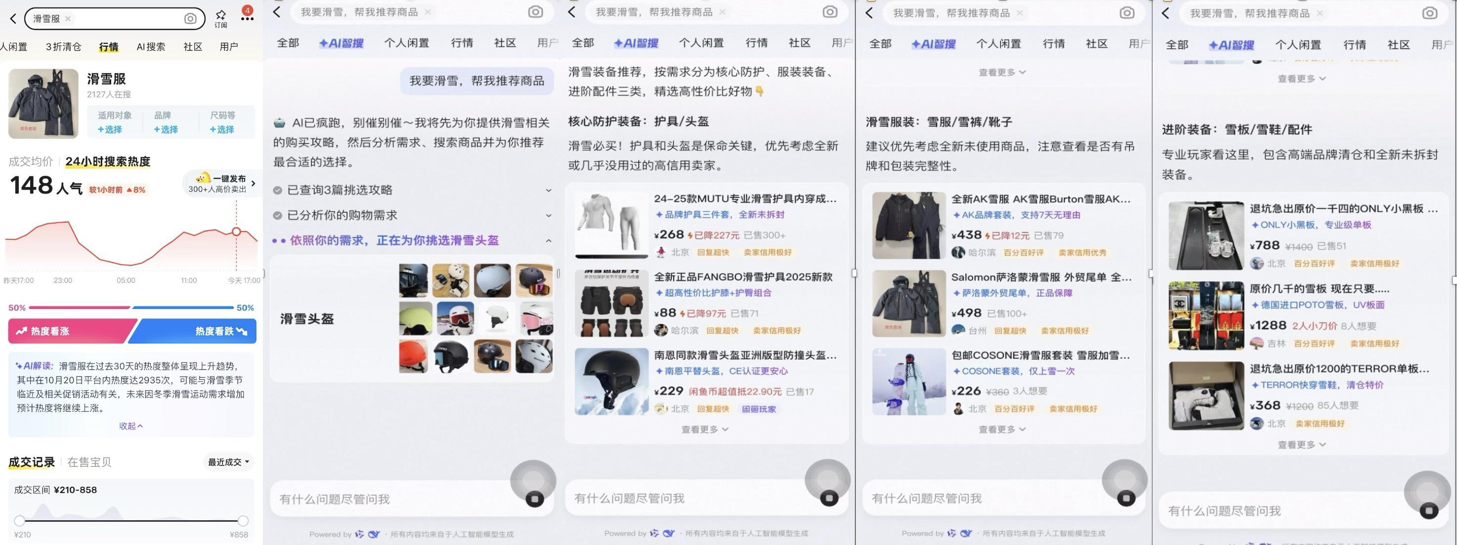 以“滑雪服”为例，AI行情呈现热度价格趋势，AI智搜定制选购方案.png