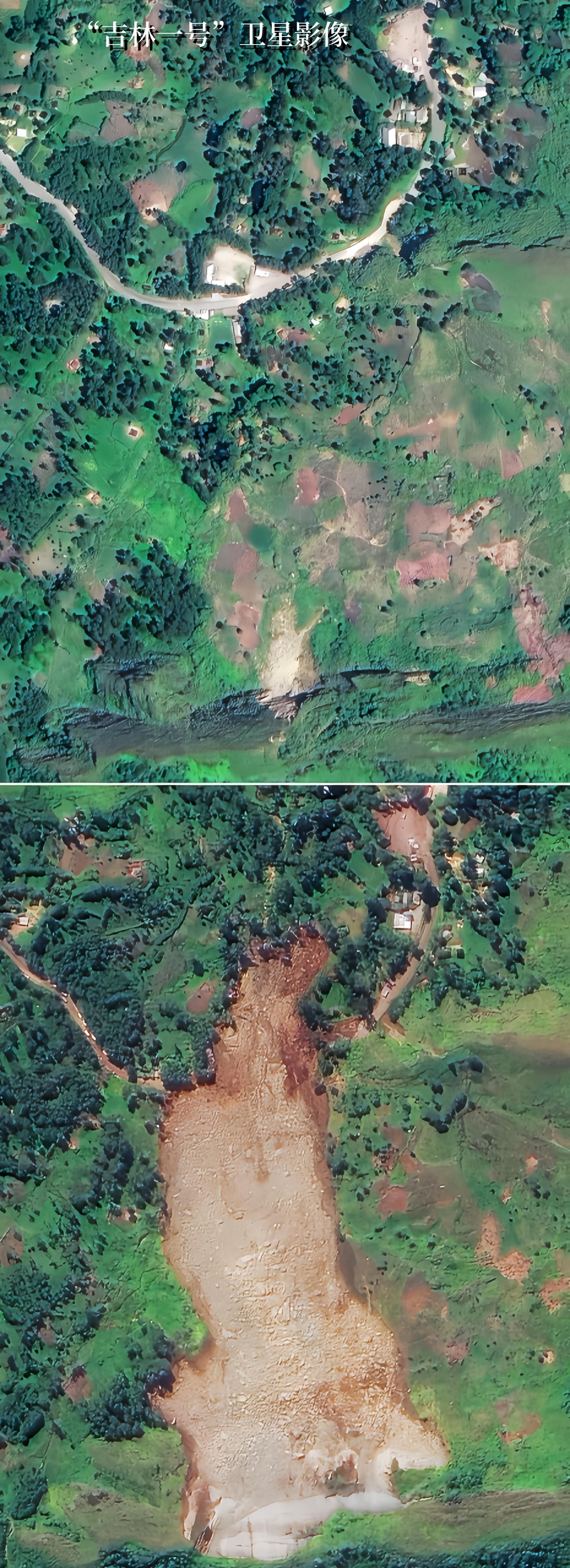 卫星影像:巴布亚新几内亚山体滑坡发生前后