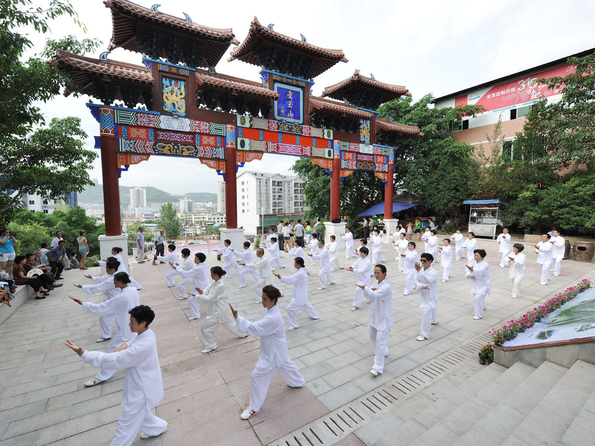 市民在望王山公园进行太极运动.jpg 市民在望王山公园进行太极运动.jpg