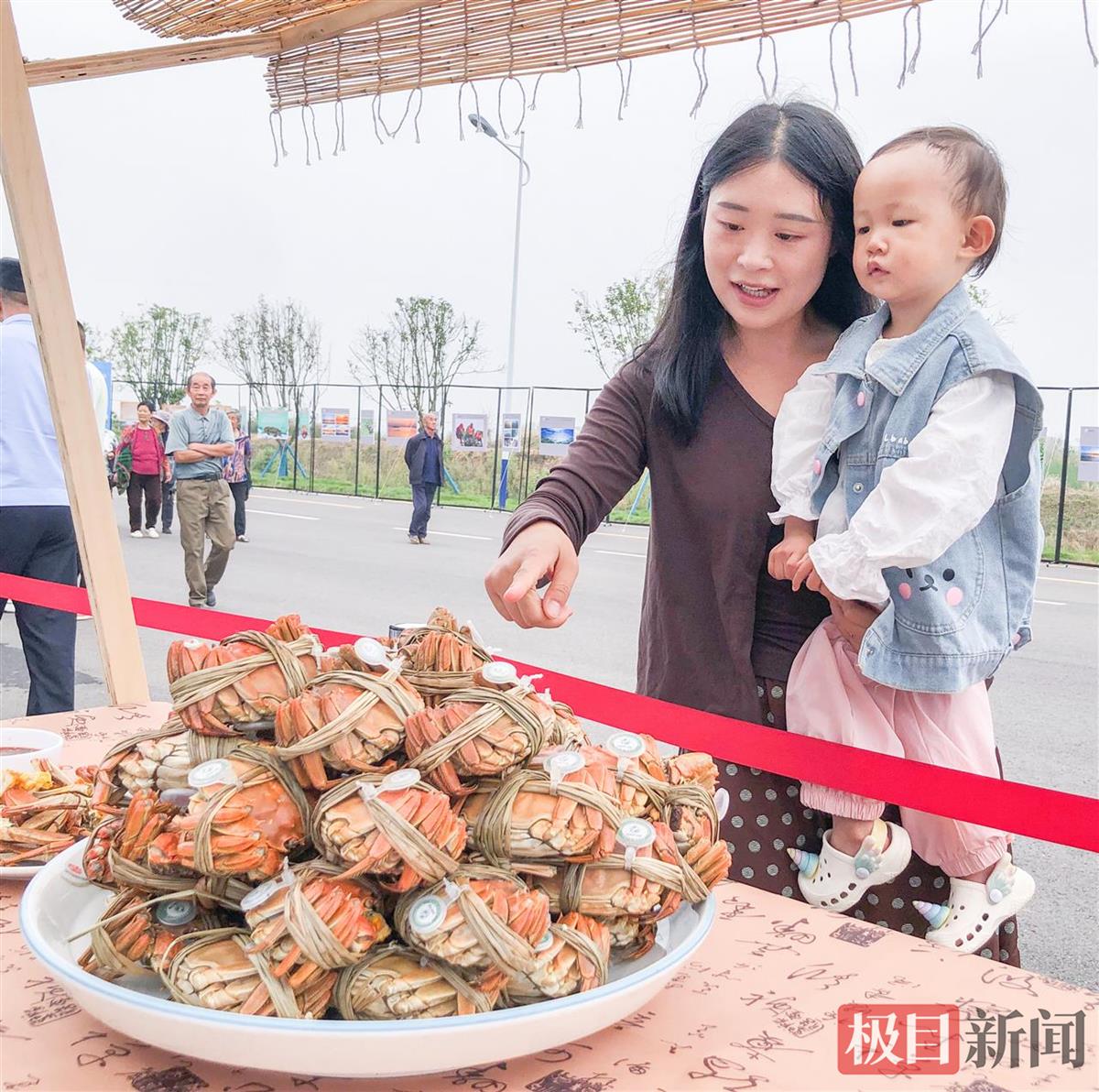 10月8日，“生态公安·蟹耀未来”湖北·公安2025陆逊湖大闸蟹品牌推介会现场，游客在观赏陆逊湖大闸蟹（极目新闻记者 黄志刚 摄）.jpg