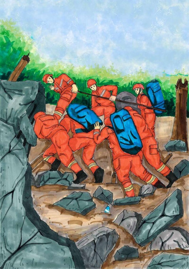 致敬英雄,"蓝朋友"手绘地震救援感人瞬间 | 极目新闻
