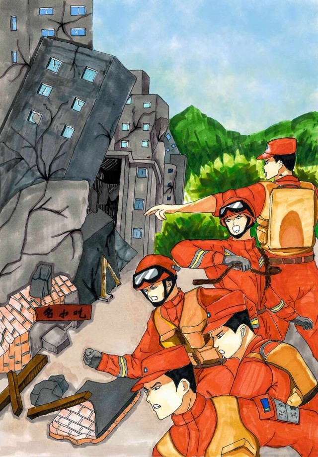 致敬英雄,"蓝朋友"手绘地震救援感人瞬间 | 极目新闻