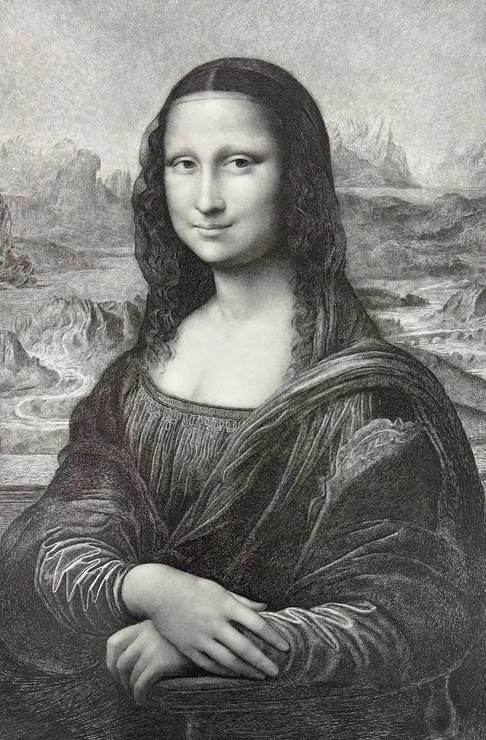 6《蒙娜丽莎》达•芬奇绘画（1503-1506年）安德烈-夏尔·科皮耶刻制（1910-1920年）70×56cm 铜版画.jpeg