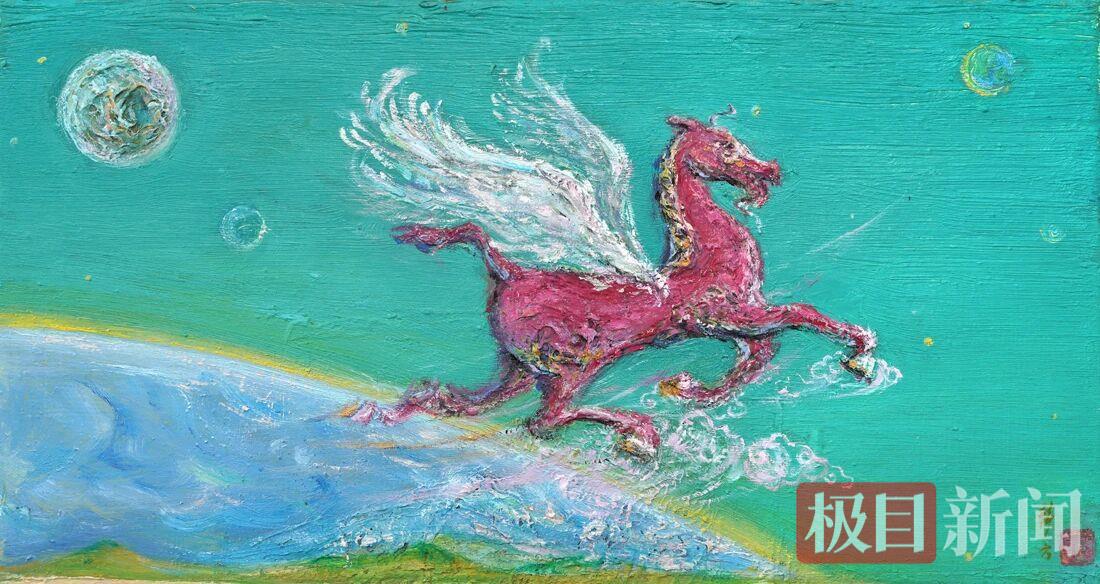 韩方《赤马飞天》54×26cm 布面油画 2025年.jpg