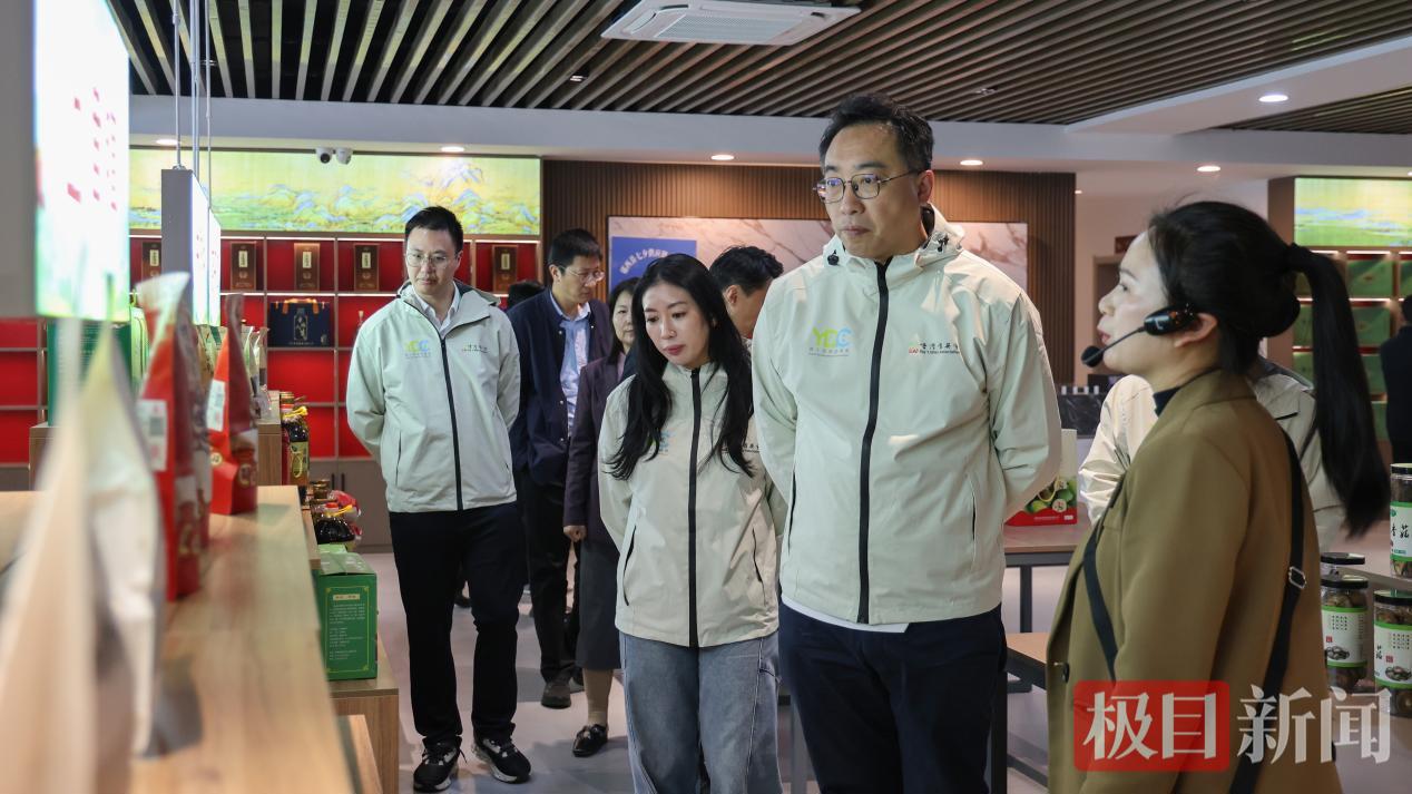 图为港澳企业家和青年们在七夕天街游客接待中心观摩。徐军摄.png