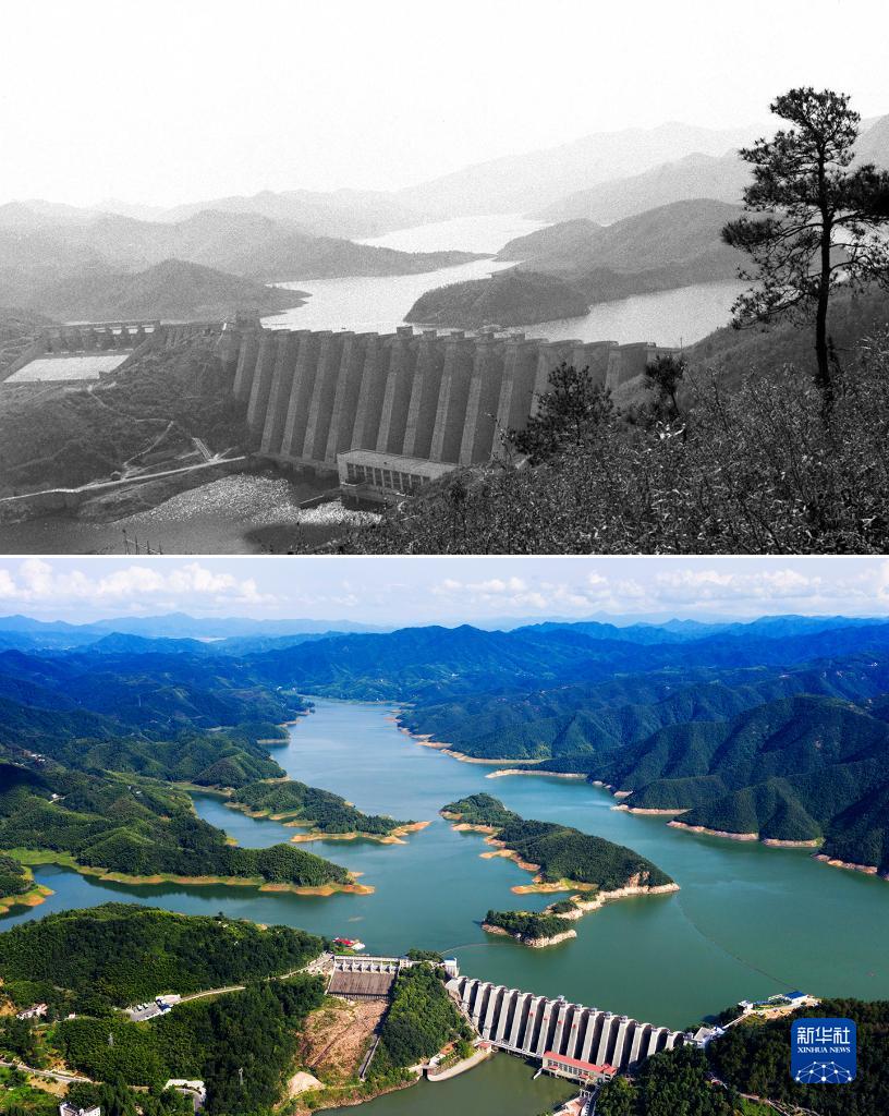上图为:位于安徽省六安市金寨县的梅山水库(资料照片,新华社记者吴乙
